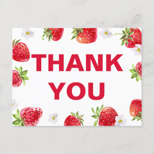 Carte Postale Baby Shower Estival aux Fraises Mignon pour Bébé