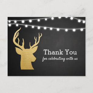 Carte Postale Baby shower   Faux Gold Foil Antler   Tableau