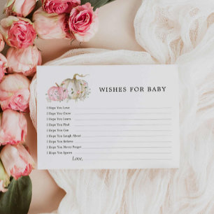 Carte Postale Baby shower fille Citrouille rose souhaits pour la