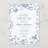 Baby Shower Fleur Bleue Toile De Jouy Français