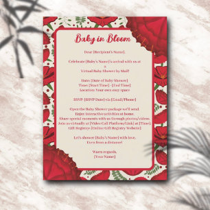 Carte Postale Baby shower fleur sauvage de la pavot rouge par di
