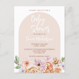 Carte Postale Baby shower floral neutre de Boho