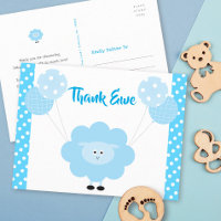 Baby-Shower Garçon Turquoise Moutarde Remerciement