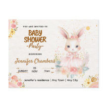 Baby shower - Joli lapin rose. Modifiable