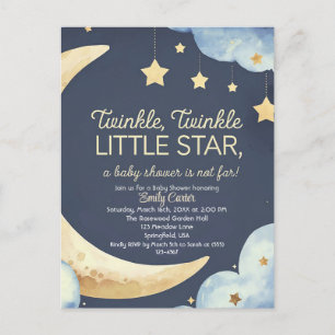 Carte Postale Baby shower Lune et étoiles - Dreamy Nightime
