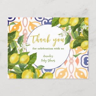 Carte Postale Baby shower méditerranéen aux fleurs de citron