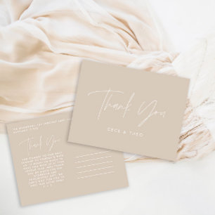Carte Postale Baby shower merci beige naturel élégant moderne