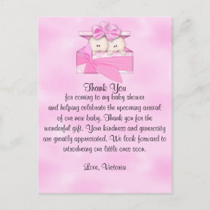 Carte Postale baby shower Merci C'est la fille jumelle
