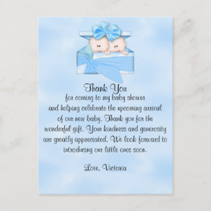 Carte Postale baby shower Merci C'est Twins Boy