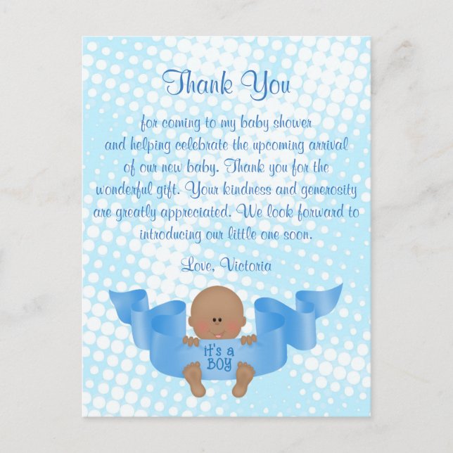Carte Postale Baby shower Merci C'est un petit garçon (Devant)