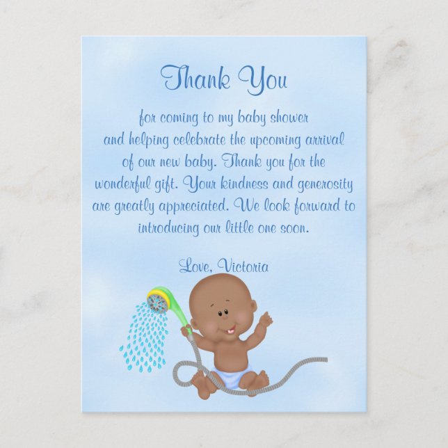 Carte Postale Baby shower Merci C'est un petit garçon (Devant)