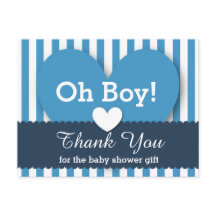 BABY SHOWER MERCI Coeurs Rayures V05 BLEU