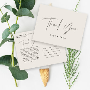 Carte Postale Baby shower merci crème noire élégant moderne