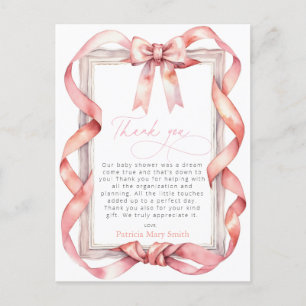 Carte Postale Baby shower Merci de fille rose PotCard