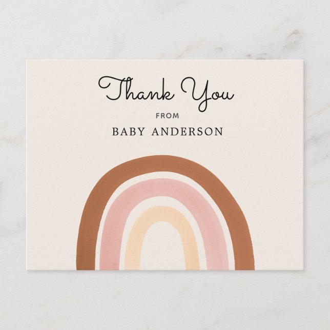 Carte postale Baby shower Merci Fille arc-en-ciel  (Devant)