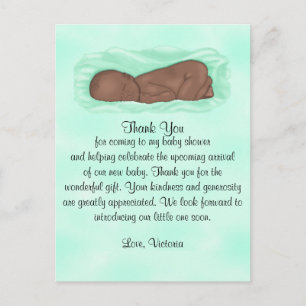 Carte Postale baby shower Merci Hommes et femmes Neutralité Ethn