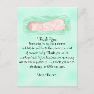 Carte Postale baby shower Merci Hommes et femmes Neutralité Ethn