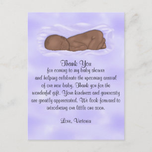 Carte Postale baby shower Merci Hommes et femmes Neutralité Ethn