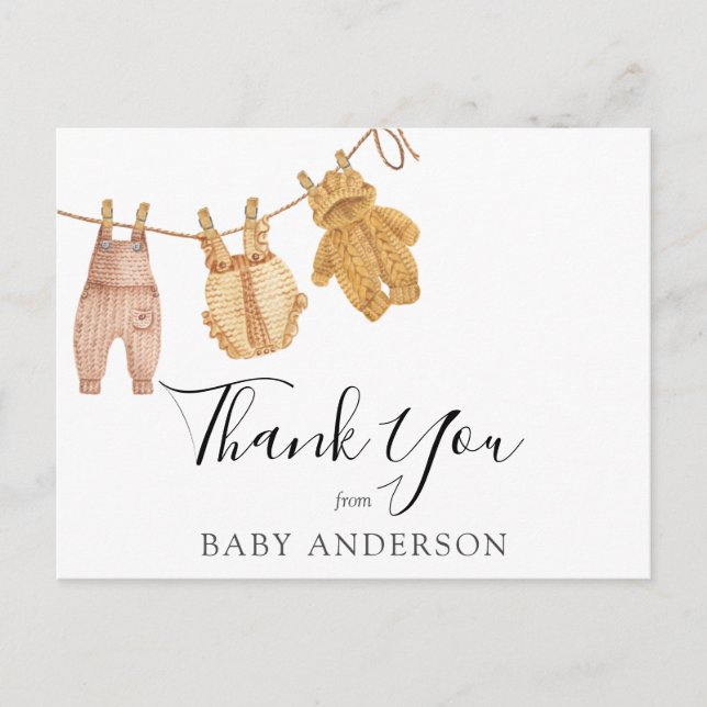 Carte Postale Baby shower Merci neutre pour les femmes (Devant)