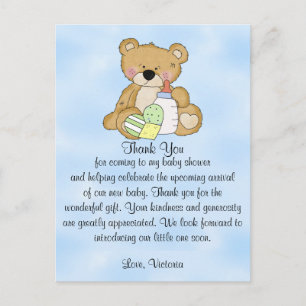 Carte Postale baby shower Merci Teddy Bear