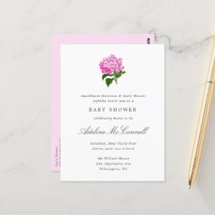 Carte Postale Baby shower millénaire rose Hydrangea