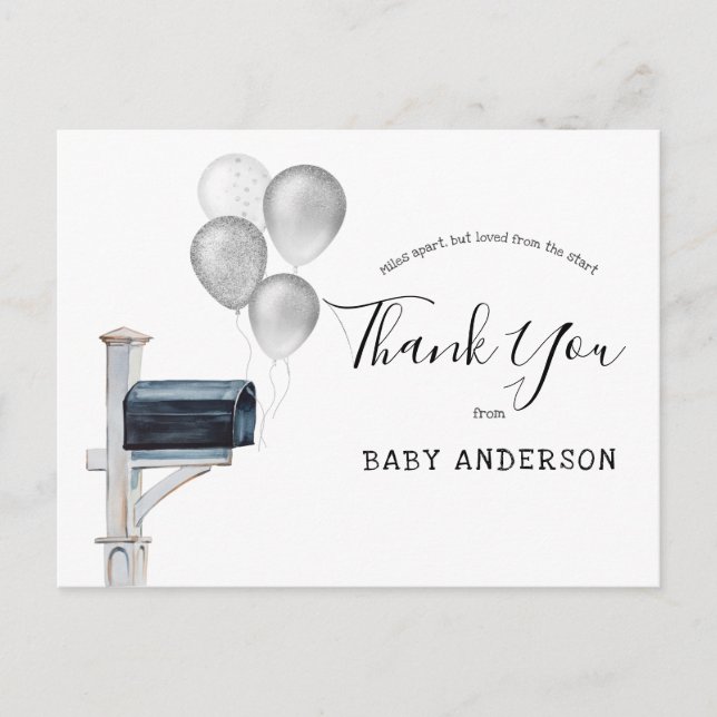 Carte Postale Baby shower par Mail Silver Balloons Merci (Devant)