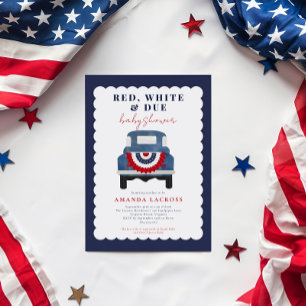 Carte Postale Baby shower patriotique rouge blanc et dû