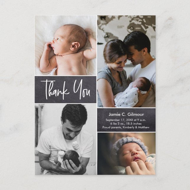 Carte Postale Baby shower photo merci faire-part de naissance (Devant)