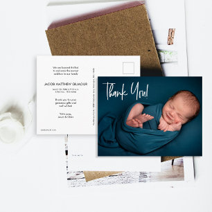 Carte Postale Baby shower photo pour bébé de la main merci