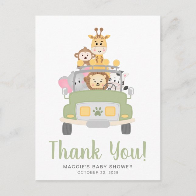 Carte postale Baby shower Safari animal (Devant)
