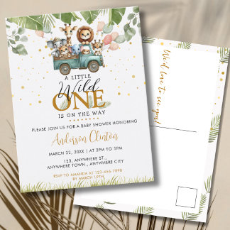 Carte Postale Baby shower Safari Wild One