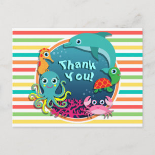Carte Postale Baby shower Sea Life, Bright Rainbow Stripes