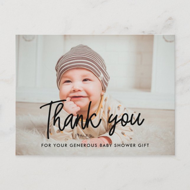 Carte Postale Baby shower simple merci photo (Devant)