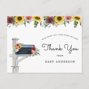 Carte Postale Baby Shower Tournesols et Roses par la Poste Remer
