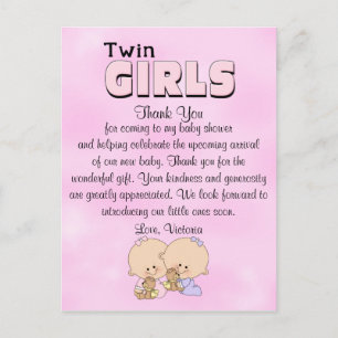 Carte Postale baby shower Twin Girls