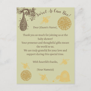 Carte Postale Baby shower vintage Honey Bumblebee