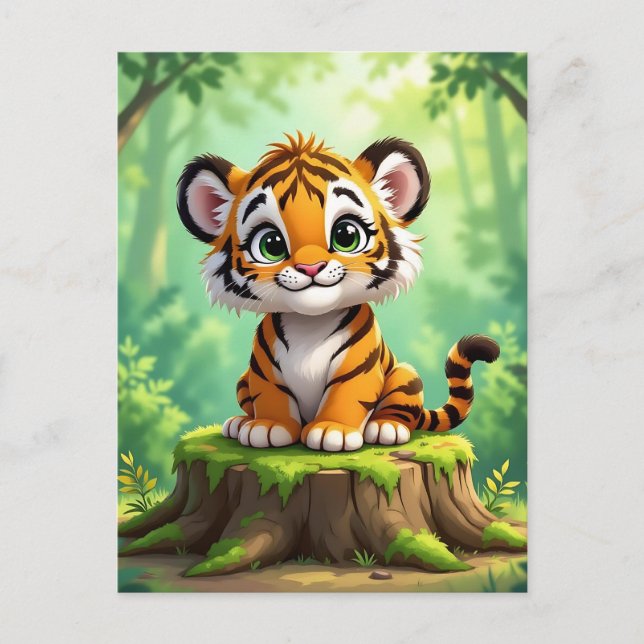 Carte Postale Baby Tiger | Belle caricature de l'art de la pépin (Devant)