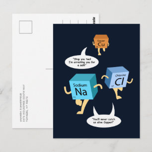 Carte Postale Bac de chimie de table périodique amusant