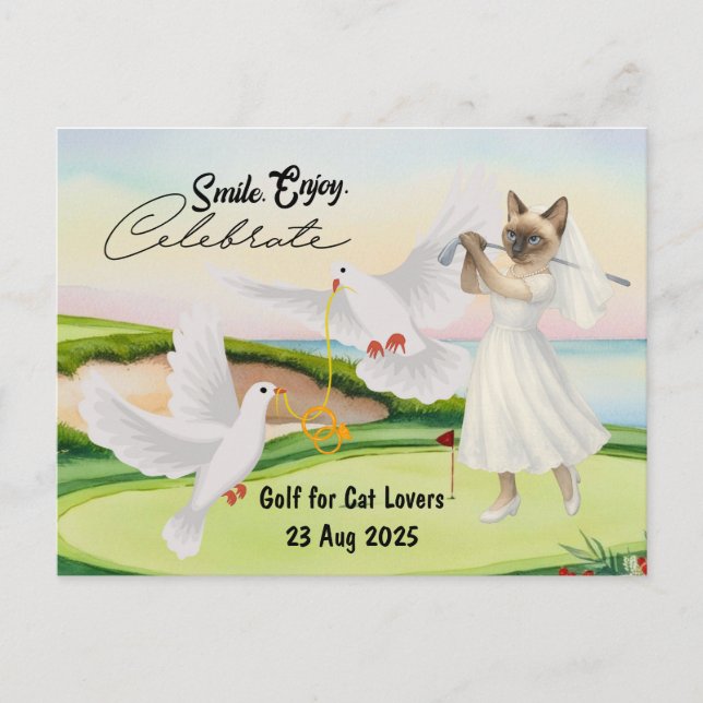 Carte Postale Bachelorette de Mariage de mariée de Golfer pour A (Devant)