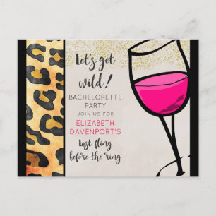 Carte Postale Bachelorette en verre de vin et Poster de animal s