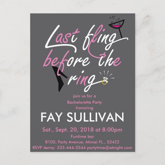 Carte Postale Bachelorette invitation (Devant)