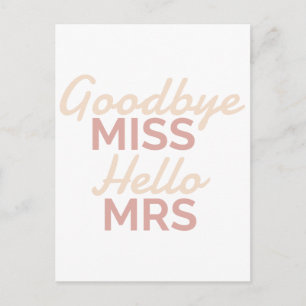 Carte Postale Bachelorette Party au revoir Mlle Bonjour Mme Brid