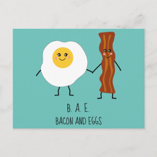 Carte Postale Bacon & Oeufs BAE Cute Kawaii Valentines