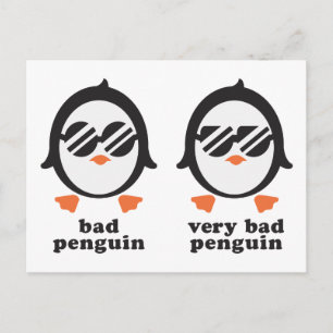 Carte Postale bad penguin - pingouin
