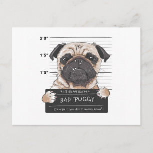 Carte Postale Bad Puggy Mug Shot