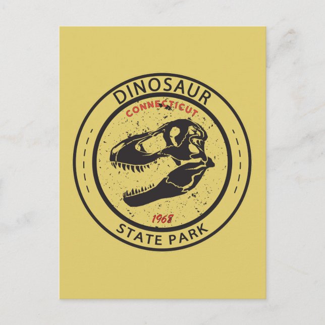 Carte Postale Badge Connecticut du Parc d'État de Dinosaur (Devant)
