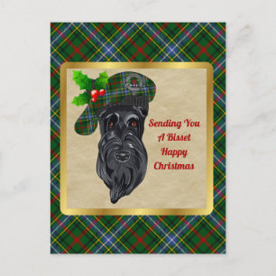 Carte Postale Badge de clan Bisset et Noël Tartan