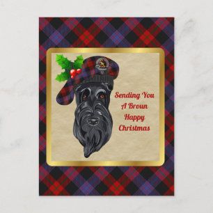 Carte Postale Badge de famille/clan Brown et Noël de Tartan