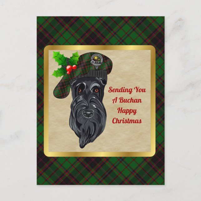 Carte Postale Badge du clan de Buchan et Noël du taran (Devant)