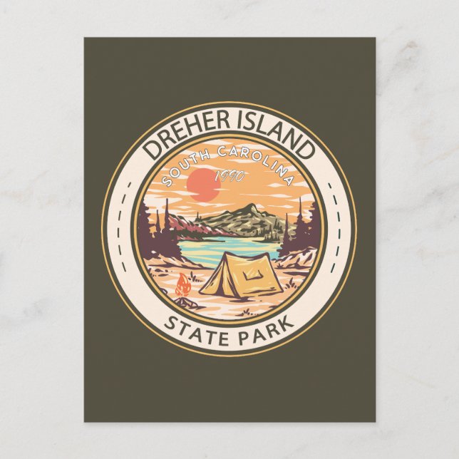 Carte Postale Badge du parc d'État de l'île Dreher en Caroline d (Devant)